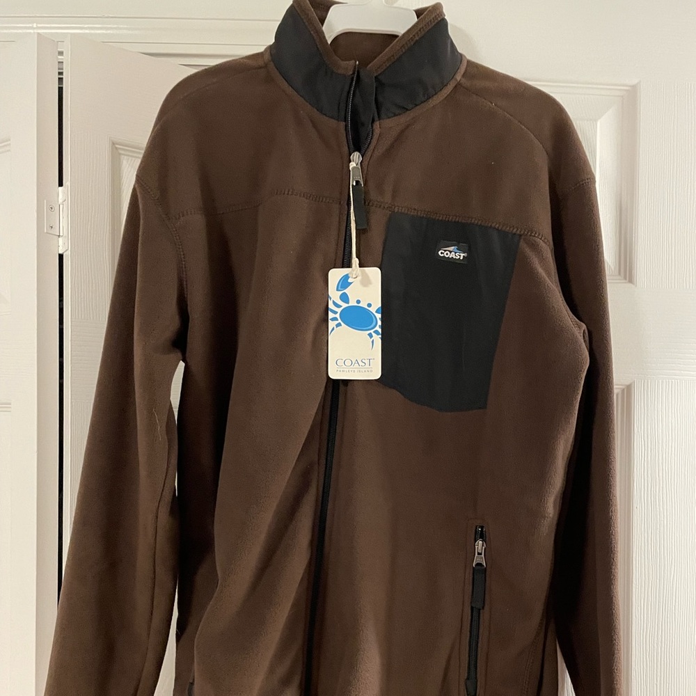 Coast fleece jacket. New with tags, brown with black accents.